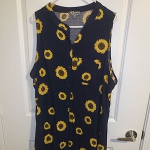 Sleeveless Navy Sunflower Dress
